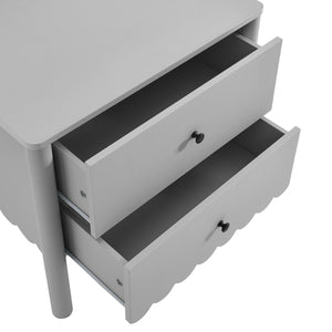 Modway Furniture Emmeline Scalloped 2-drawer Nightstand - Elegant Storage Solution For Modern Bedrooms & Living Spaces Gray  Mod-7206-lgr