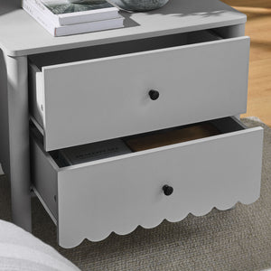 Modway Furniture Emmeline Scalloped 2-drawer Nightstand - Elegant Storage Solution For Modern Bedrooms & Living Spaces Gray  Mod-7206-lgr
