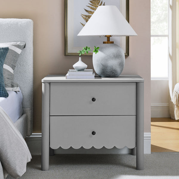 Modway Furniture Emmeline Scalloped 2-drawer Nightstand - Elegant Storage Solution For Modern Bedrooms & Living Spaces Gray  Mod-7206-lgr