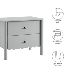 Modway Furniture Emmeline Scalloped 2-drawer Nightstand - Elegant Storage Solution For Modern Bedrooms & Living Spaces Gray  Mod-7206-lgr