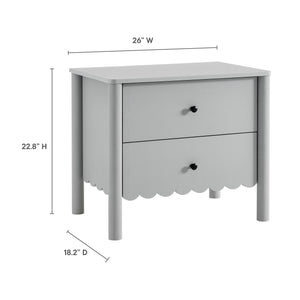 Modway Furniture Emmeline Scalloped 2-drawer Nightstand - Elegant Storage Solution For Modern Bedrooms & Living Spaces Gray  Mod-7206-lgr
