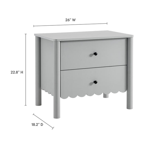 Modway Furniture Emmeline Scalloped 2-drawer Nightstand - Elegant Storage Solution For Modern Bedrooms & Living Spaces Gray  Mod-7206-lgr