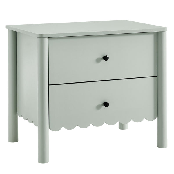 Modway Furniture Emmeline Scalloped 2-drawer Nightstand - Elegant Storage Solution For Modern Bedrooms & Living Spaces Green  Mod-7206-sge