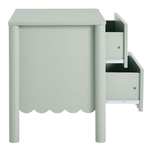 Modway Furniture Emmeline Scalloped 2-drawer Nightstand - Elegant Storage Solution For Modern Bedrooms & Living Spaces Green  Mod-7206-sge