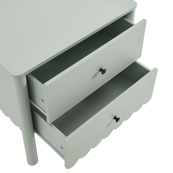 Modway Furniture Emmeline Scalloped 2-drawer Nightstand - Elegant Storage Solution For Modern Bedrooms & Living Spaces Green  Mod-7206-sge