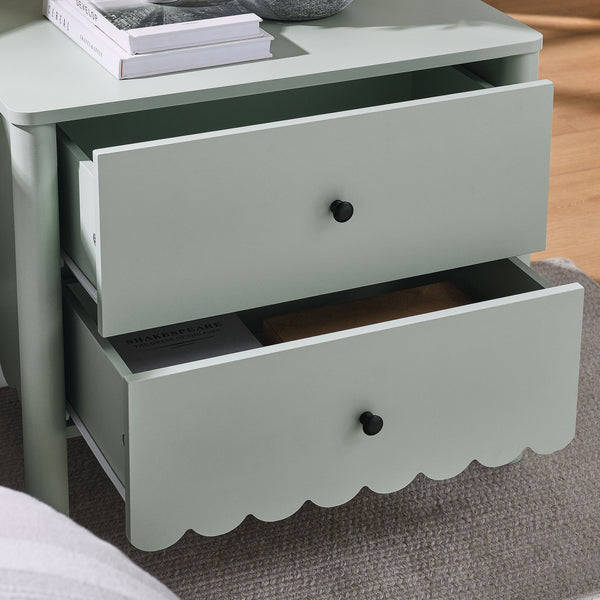 Modway Furniture Emmeline Scalloped 2-drawer Nightstand - Elegant Storage Solution For Modern Bedrooms & Living Spaces Green  Mod-7206-sge