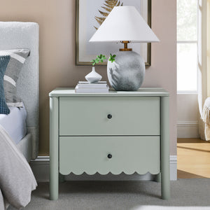 Modway Furniture Emmeline Scalloped 2-drawer Nightstand - Elegant Storage Solution For Modern Bedrooms & Living Spaces Green  Mod-7206-sge