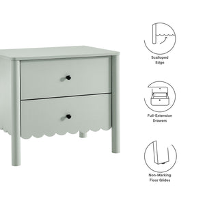 Modway Furniture Emmeline Scalloped 2-drawer Nightstand - Elegant Storage Solution For Modern Bedrooms & Living Spaces Green  Mod-7206-sge