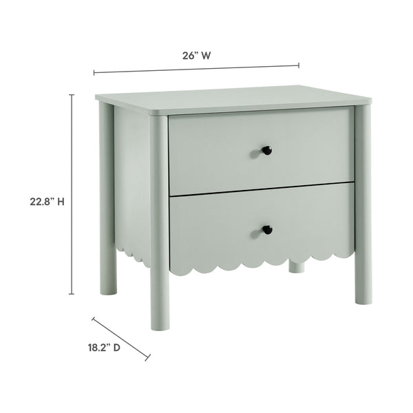 Modway Furniture Emmeline Scalloped 2-drawer Nightstand - Elegant Storage Solution For Modern Bedrooms & Living Spaces Green  Mod-7206-sge