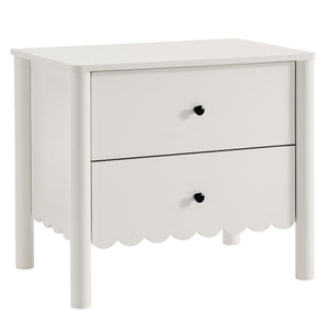 Modway Furniture Emmeline Scalloped 2-drawer Nightstand - Elegant Storage Solution For Modern Bedrooms & Living Spaces White  Mod-7206-whi