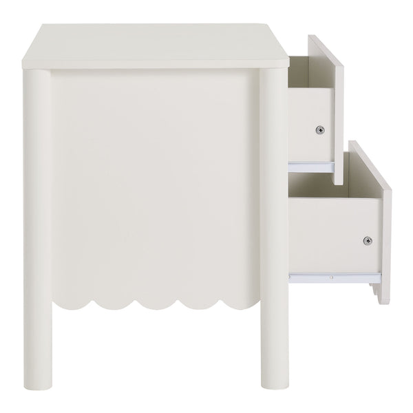 Modway Furniture Emmeline Scalloped 2-drawer Nightstand - Elegant Storage Solution For Modern Bedrooms & Living Spaces White  Mod-7206-whi