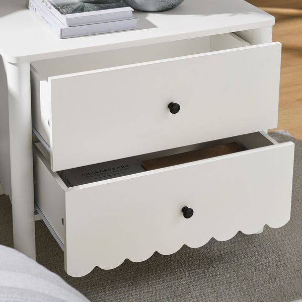 Modway Furniture Emmeline Scalloped 2-drawer Nightstand - Elegant Storage Solution For Modern Bedrooms & Living Spaces White  Mod-7206-whi