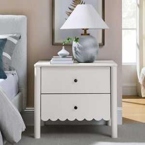 Modway Furniture Emmeline Scalloped 2-drawer Nightstand - Elegant Storage Solution For Modern Bedrooms & Living Spaces White  Mod-7206-whi