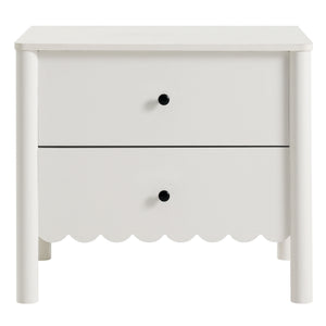 Modway Furniture Emmeline Scalloped 2-drawer Nightstand - Elegant Storage Solution For Modern Bedrooms & Living Spaces White  Mod-7206-whi