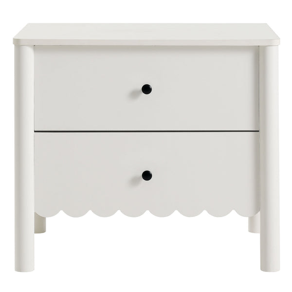 Modway Furniture Emmeline Scalloped 2-drawer Nightstand - Elegant Storage Solution For Modern Bedrooms & Living Spaces White  Mod-7206-whi
