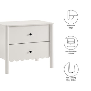 Modway Furniture Emmeline Scalloped 2-drawer Nightstand - Elegant Storage Solution For Modern Bedrooms & Living Spaces White  Mod-7206-whi