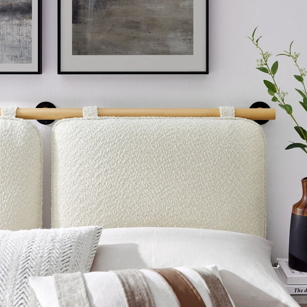 Modway Furniture Anela Wall-Mounted Chenille Upholstered Headboard - Space-Saving Design for Modern Bedrooms Cream Natural MOD-7211-CRE-NAT