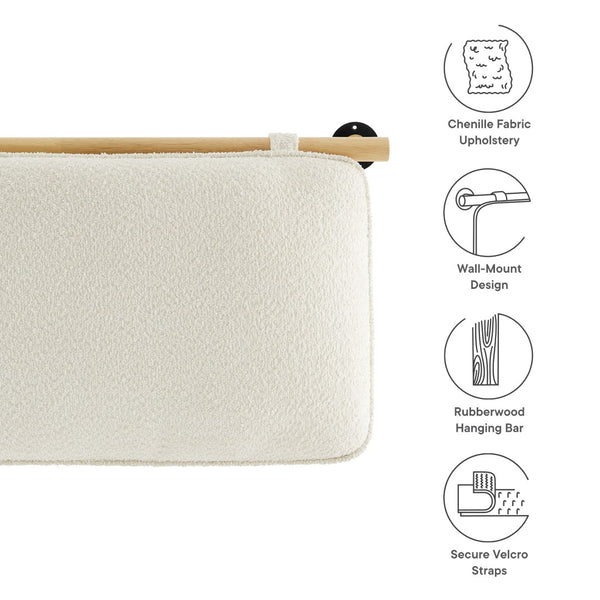 Modway Furniture Anela Wall-Mounted Chenille Upholstered Headboard - Space-Saving Design for Modern Bedrooms Cream Natural MOD-7211-CRE-NAT