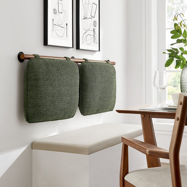 Modway Furniture Anela Wall-Mounted Chenille Upholstered Headboard - Space-Saving Design for Modern Bedrooms Sage Walnut MOD-7211-SGE-WAL