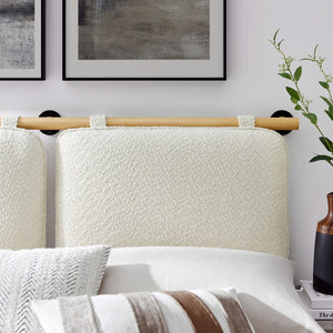 Modway Furniture Anela Wall-Mounted Chenille Upholstered Headboard - Cozy, Space-Saving Design for Modern Bedrooms Cream Natural MOD-7212-CRE-NAT