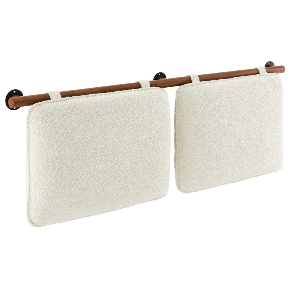 Modway Furniture Anela Wall-Mounted Chenille Upholstered Headboard - Cozy, Space-Saving Design for Modern Bedrooms Cream Walnut MOD-7212-CRE-WAL