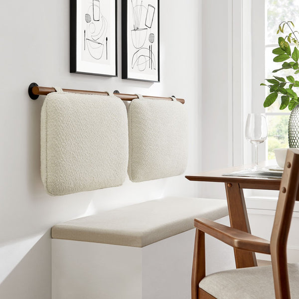 Modway Furniture Anela Wall-Mounted Chenille Upholstered Headboard - Cozy, Space-Saving Design for Modern Bedrooms Cream Walnut MOD-7212-CRE-WAL