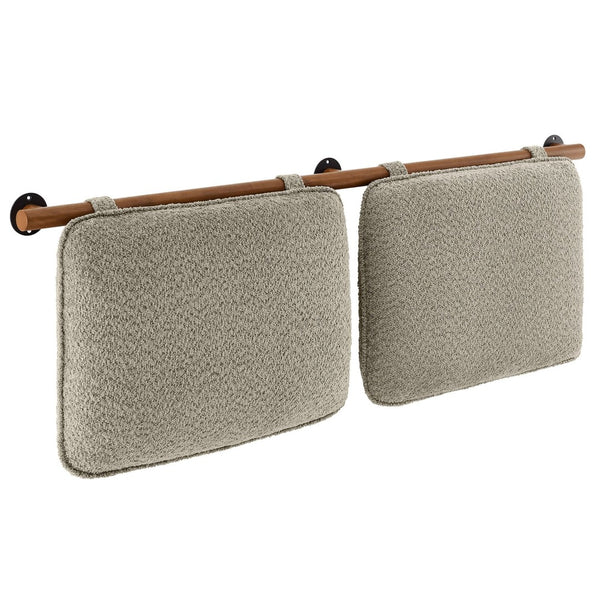 Modway Furniture Anela Wall-Mounted Chenille Upholstered Headboard - Cozy, Space-Saving Design for Modern Bedrooms Oatmeal Walnut MOD-7212-OAT-WAL