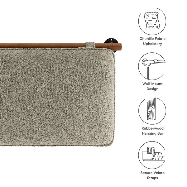 Modway Furniture Anela Wall-Mounted Chenille Upholstered Headboard - Cozy, Space-Saving Design for Modern Bedrooms Oatmeal Walnut MOD-7212-OAT-WAL