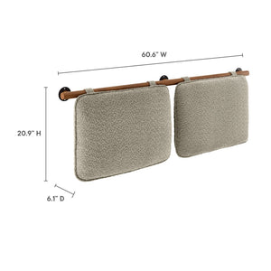 Modway Furniture Anela Wall-Mounted Chenille Upholstered Headboard - Cozy, Space-Saving Design for Modern Bedrooms Oatmeal Walnut MOD-7212-OAT-WAL