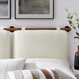 Modway Furniture Anela Wall-Mounted King Size Chenille Upholstered Headboard for Modern Bedroom Comfort & Style Cream Walnut MOD-7213-CRE-WAL