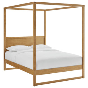 Modway Furniture Alva Queen Wood Canopy Platform Bed – Modern Minimalist Design with Solid Wood Support and Elegance Oak MOD-7215-OAK