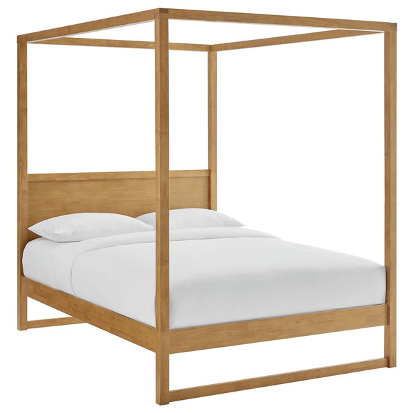 Modway Furniture Alva Queen Wood Canopy Platform Bed – Modern Minimalist Design with Solid Wood Support and Elegance Oak MOD-7215-OAK