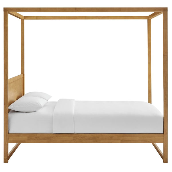 Modway Furniture Alva Queen Wood Canopy Platform Bed – Modern Minimalist Design with Solid Wood Support and Elegance Oak MOD-7215-OAK