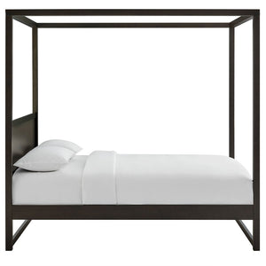 Modway Furniture Alva Queen Wood Canopy Platform Bed – Modern Minimalist Design with Solid Wood Support and Elegance Smoked Oak MOD-7215-SOA