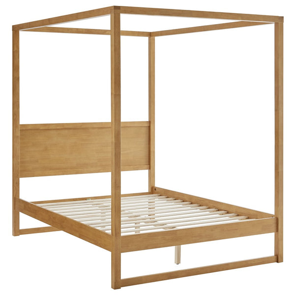 Modway Furniture Alva King Canopy Platform Bed by Modway – Solid Wood Frame for Modern, Serene Bedroom Retreat Oak MOD-7216-OAK