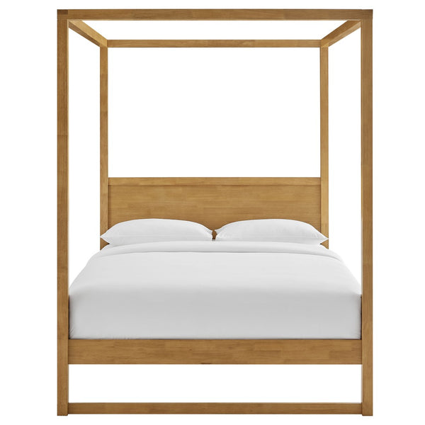 Modway Furniture Alva King Canopy Platform Bed by Modway – Solid Wood Frame for Modern, Serene Bedroom Retreat Oak MOD-7216-OAK