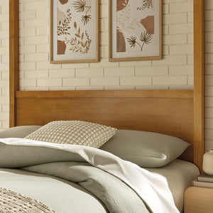 Modway Furniture Alva King Canopy Platform Bed by Modway – Solid Wood Frame for Modern, Serene Bedroom Retreat Oak MOD-7216-OAK