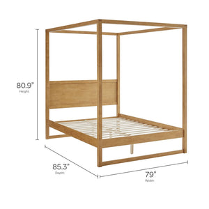 Modway Furniture Alva King Canopy Platform Bed by Modway – Solid Wood Frame for Modern, Serene Bedroom Retreat Oak MOD-7216-OAK