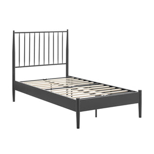 Modway Furniture Adair Spindle Metal Twin Platform Bed - Durable Iron Frame, Minimalist Design, Easy Assembly, Charcoal MOD-7217-CHA