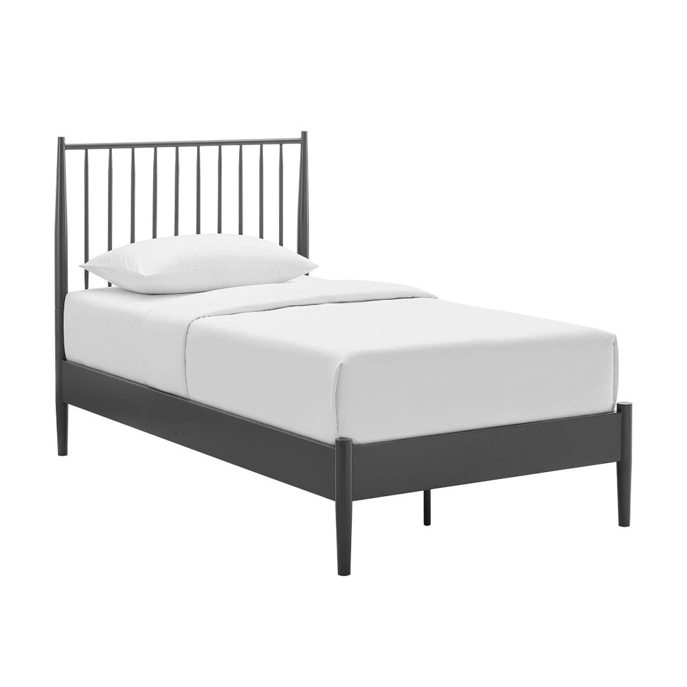 Modway Furniture Adair Spindle Metal Twin Platform Bed - Durable Iron Frame, Minimalist Design, Easy Assembly, Charcoal MOD-7217-CHA