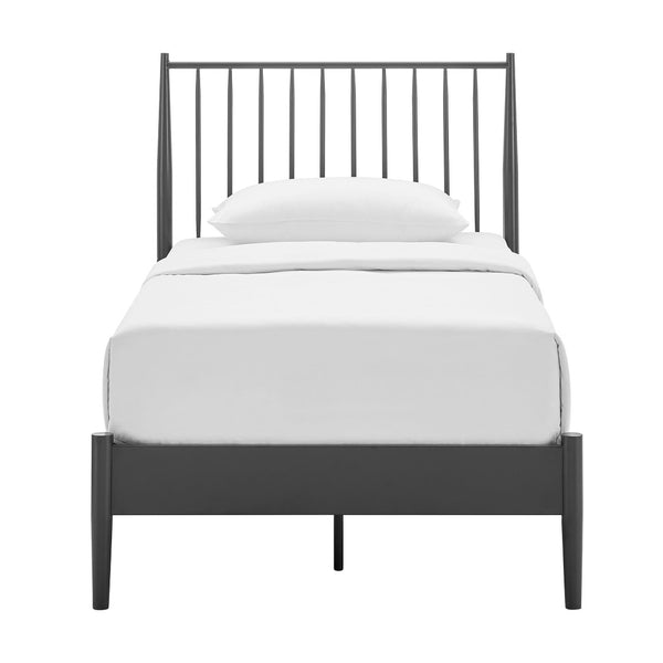 Modway Furniture Adair Spindle Metal Twin Platform Bed - Durable Iron Frame, Minimalist Design, Easy Assembly, Charcoal MOD-7217-CHA