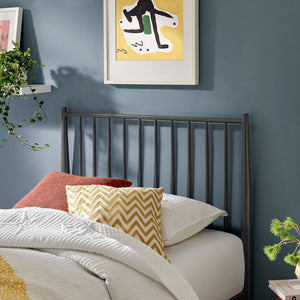 Modway Furniture Adair Spindle Metal Twin Platform Bed - Durable Iron Frame, Minimalist Design, Easy Assembly, Charcoal MOD-7217-CHA