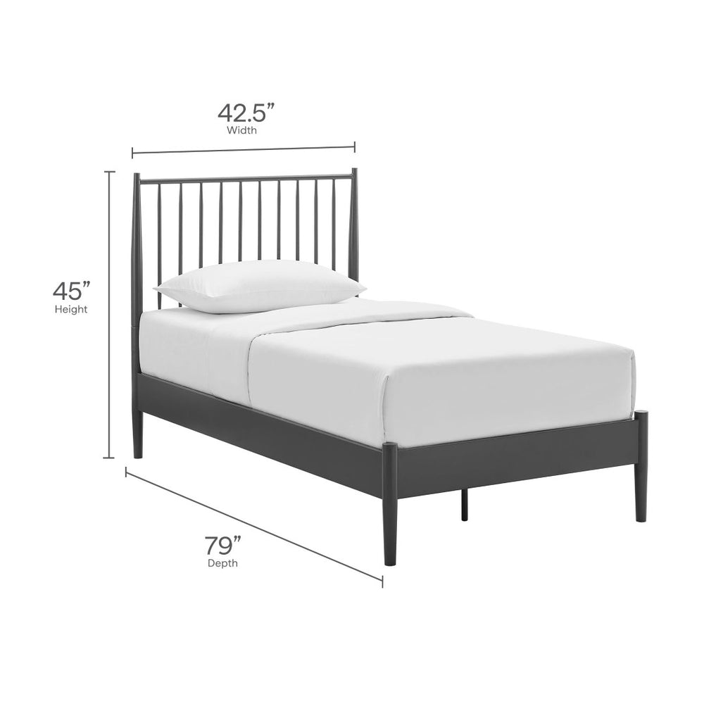 Modway Furniture Adair Spindle Metal Twin Platform Bed - Durable Iron Frame, Minimalist Design, Easy Assembly, Charcoal MOD-7217-CHA