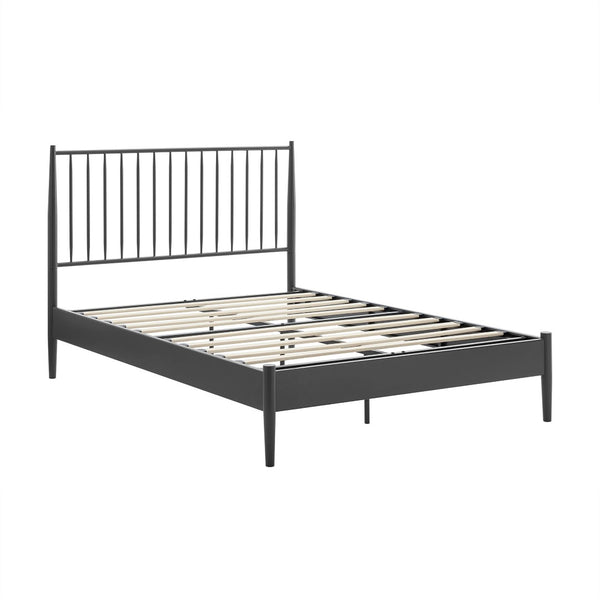 Modway Furniture Adair Spindle Metal Full Platform Bed - Timeless Farmhouse Design with Sturdy Support, Charcoal Finish MOD-7218-CHA