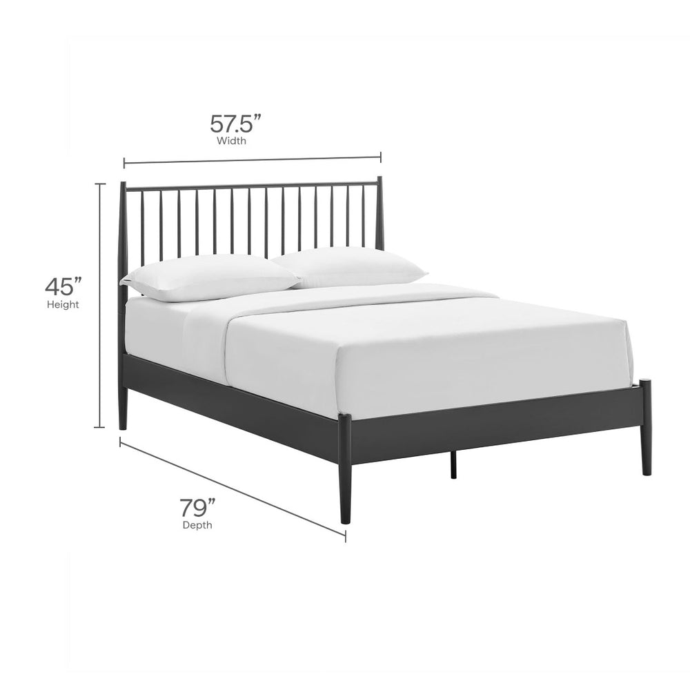 Modway Furniture Adair Spindle Metal Full Platform Bed - Timeless Farmhouse Design with Sturdy Support, Charcoal Finish MOD-7218-CHA