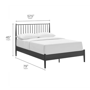 Modway Furniture Adair Spindle Metal Full Platform Bed - Timeless Farmhouse Design with Sturdy Support, Charcoal Finish MOD-7218-CHA