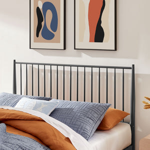 Modway Furniture Adair Spindle Metal Queen Platform Bed - Modern Iron Frame with Stylish Headboard & Supportive Slats MOD-7219-CHA