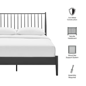 Modway Furniture Adair Spindle Metal Queen Platform Bed - Modern Iron Frame with Stylish Headboard & Supportive Slats MOD-7219-CHA