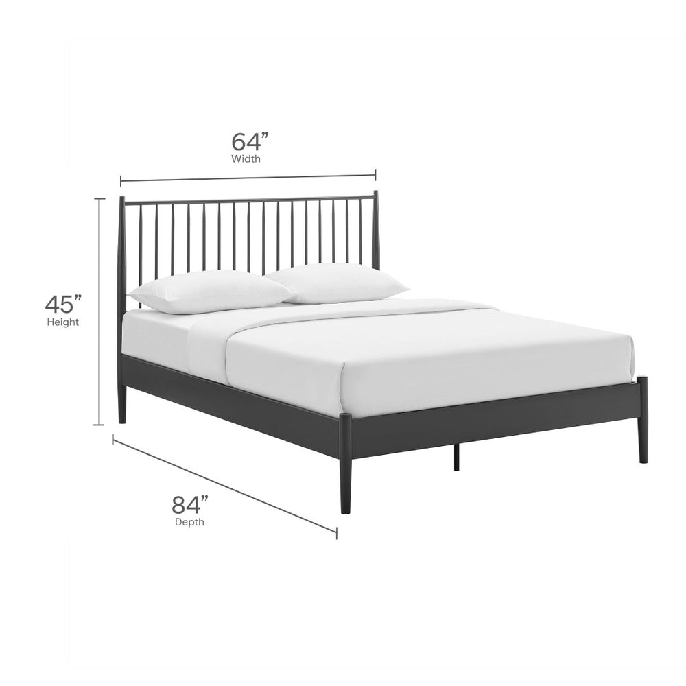 Modway Furniture Adair Spindle Metal Queen Platform Bed - Modern Iron Frame with Stylish Headboard & Supportive Slats MOD-7219-CHA