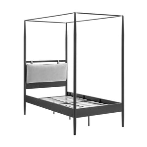 Modway Furniture Marlowe Twin Canopy Bed - Modern Metal Platform Frame with Cushioned Headboard & Slatted Support MOD-7221-CHA-NPT